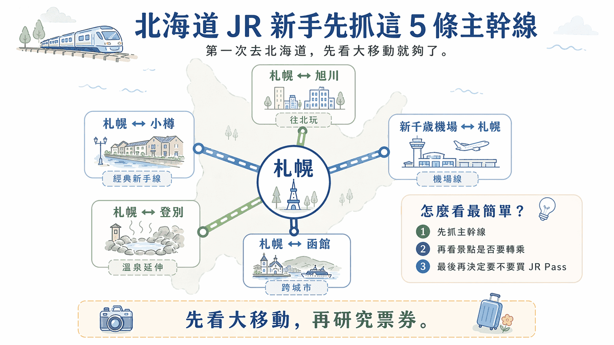 【北海道JR PASS攻略】第一次自由行怎麼搭?JR Pass 值不值得買一次看 - 第3張圖 北海道 JR 新手先抓這 5 條主幹線